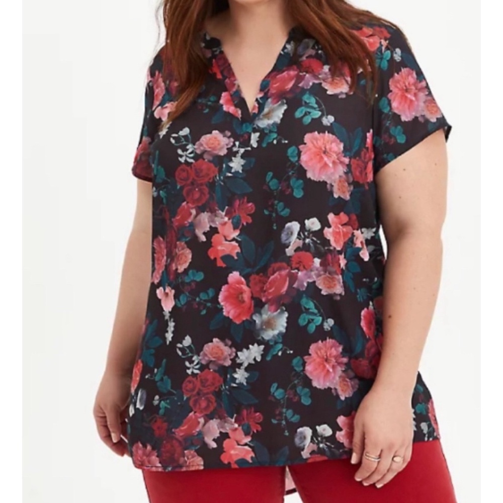 *SOLD* 🆕 Black Floral Georgette Hi-Low Tunic Top 3 3X 22 24 NWT Torrid New!